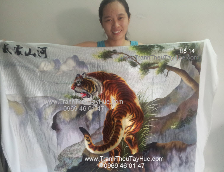 tranh thêu truyền thống con hổ 14