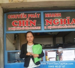 Tranh thêu tay Huế gửi tranh đi Quảng Ngãi - tại nhà xe Chín Nghĩa - BX Miền Đông