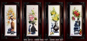 tranh thêu tứ quý