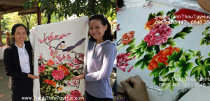 Tranh thêu hoa mẫu đơn 14