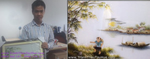 Tranh thêu phong cảnh làng quê
