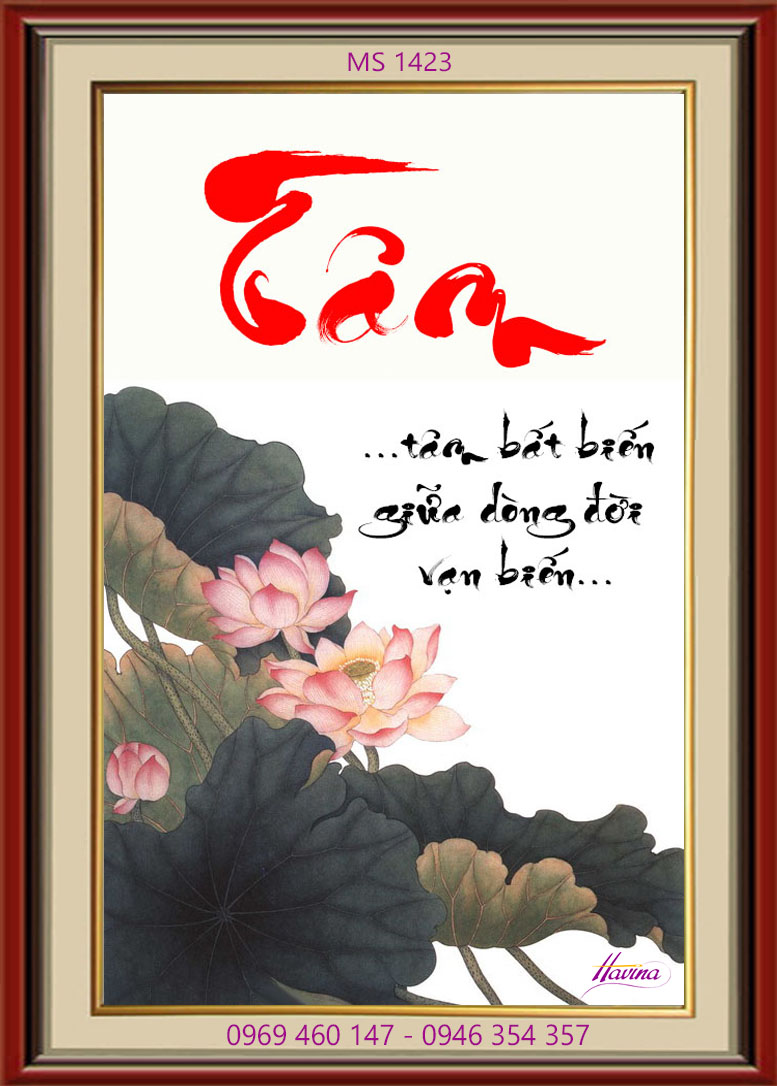 Tranh thêu chữ tâm 1423