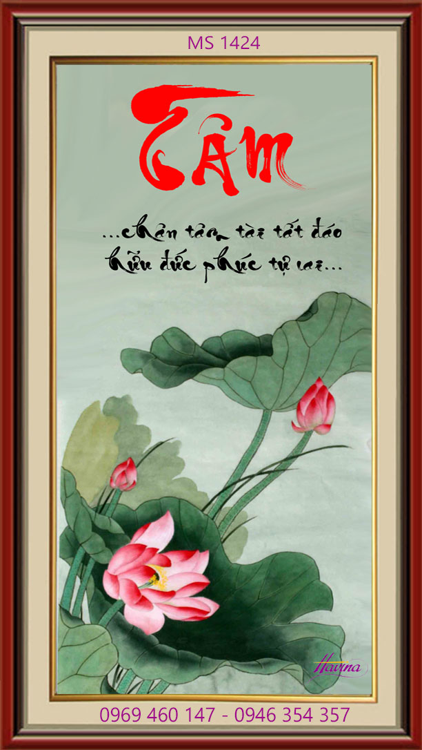 Tranh thêu chữ tâm 1424