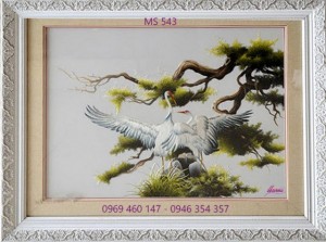 tranh thêu tùng hạc