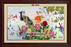 tranh thêu chim phượng hoàng