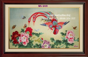 tranh thêu phượng hoàng