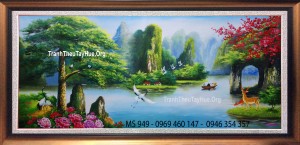tranh thêu tùng nghênh khách