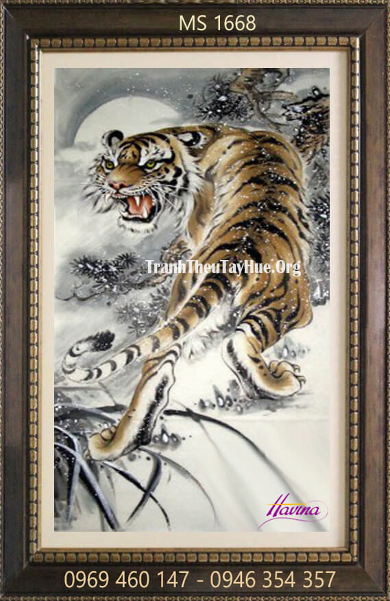 tranh thêu con hổ