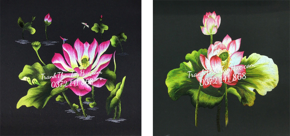 Bộ sưu tập tranh thêu hoa sen trong tháng 8 của Tranh Thêu Tay Huế