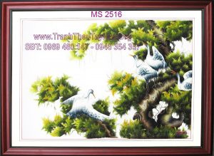 tranh thêu tùng hạc